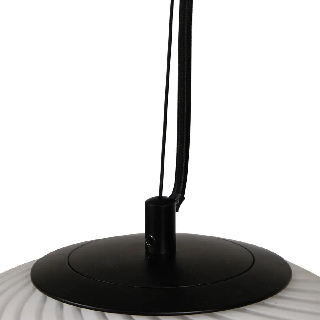 Lucande Hanglamp Glas Metaal 1 Licht E27 - 36.8cm - Wit/Zwart