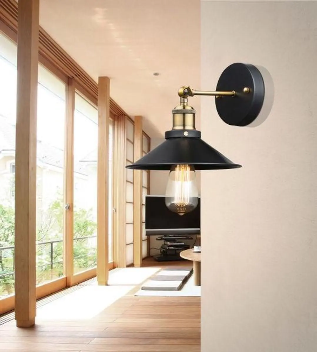 Globo Lenius Wandlamp E27 22cm - Zwart