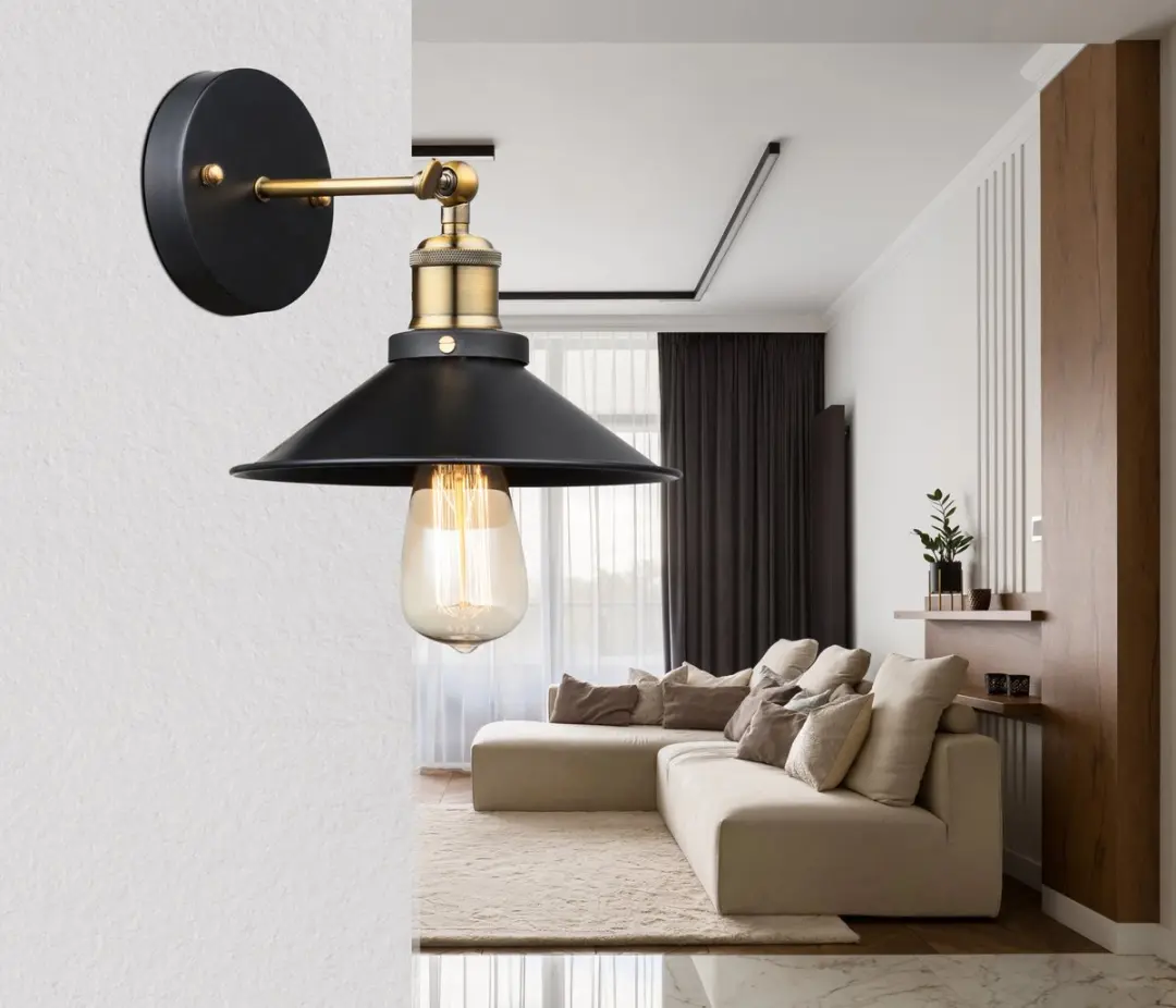 Globo Lenius Wandlamp E27 22cm - Zwart