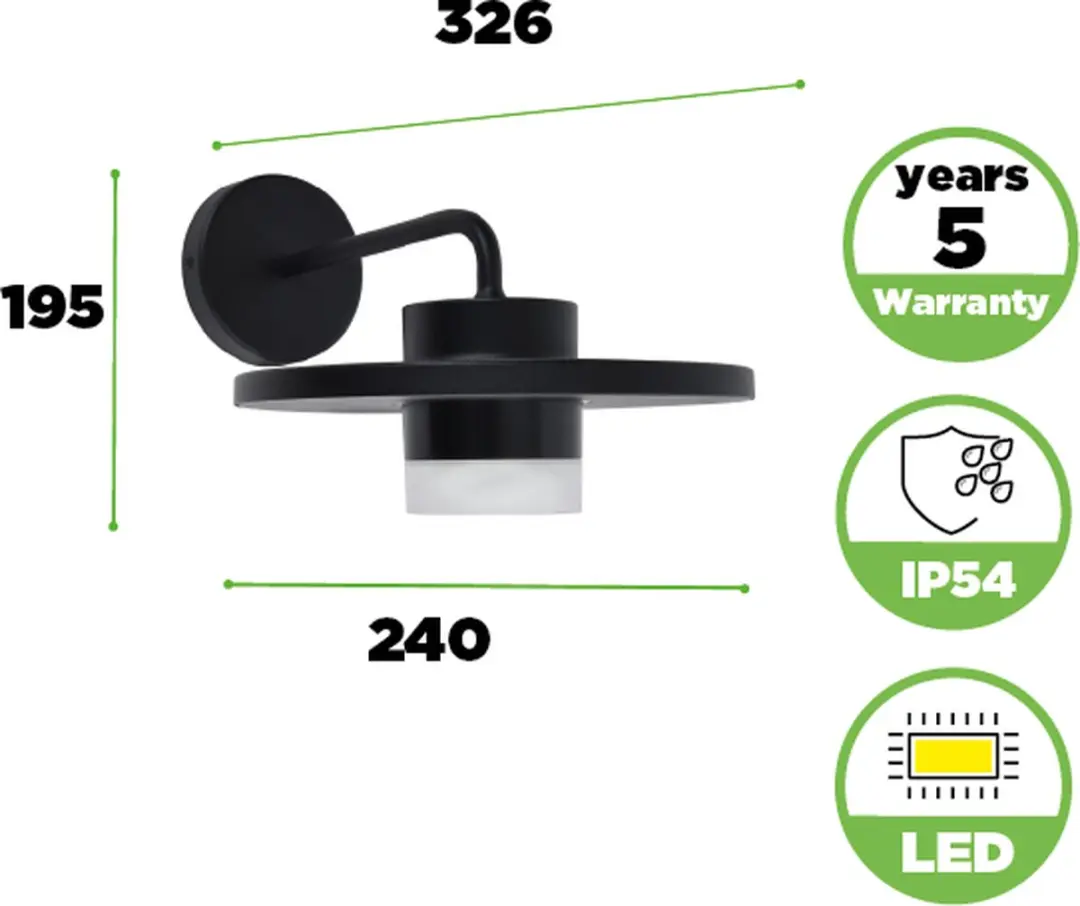 Lutec Plato LED Wandlamp 1000Lm 3000K - Mat Zwart