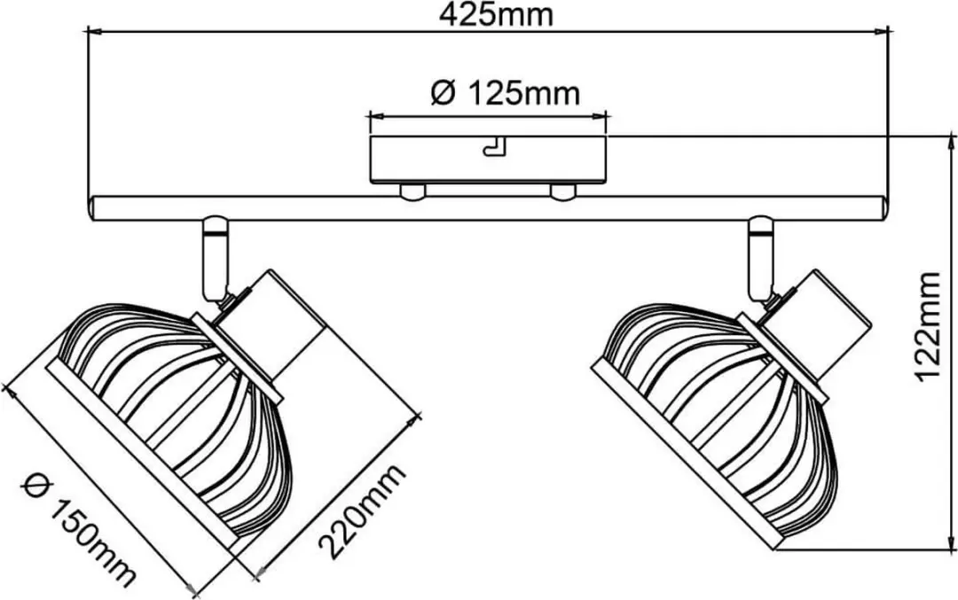 Brilliant Norah Spot 2-Vlammig - 2x28W E14 - Licht Hout/Zwart Metaal/Bamboe