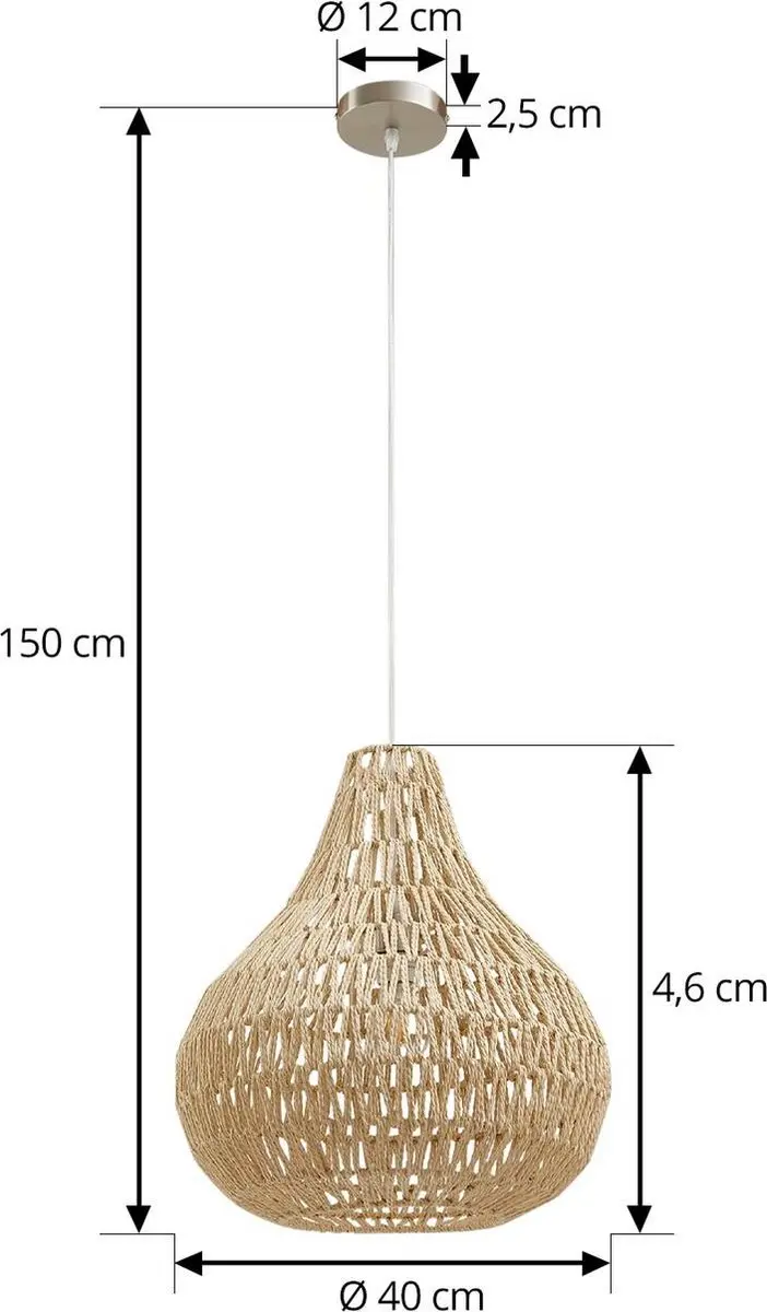 Lindby Hanglamp Henneptouw 46cm E27