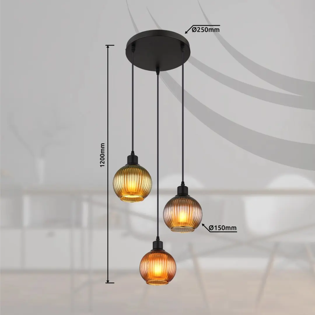 Globo Zumba Hanglamp - 3 Lichtpunten - Ø36cm - Multicolor - afbeelding 3 van 6