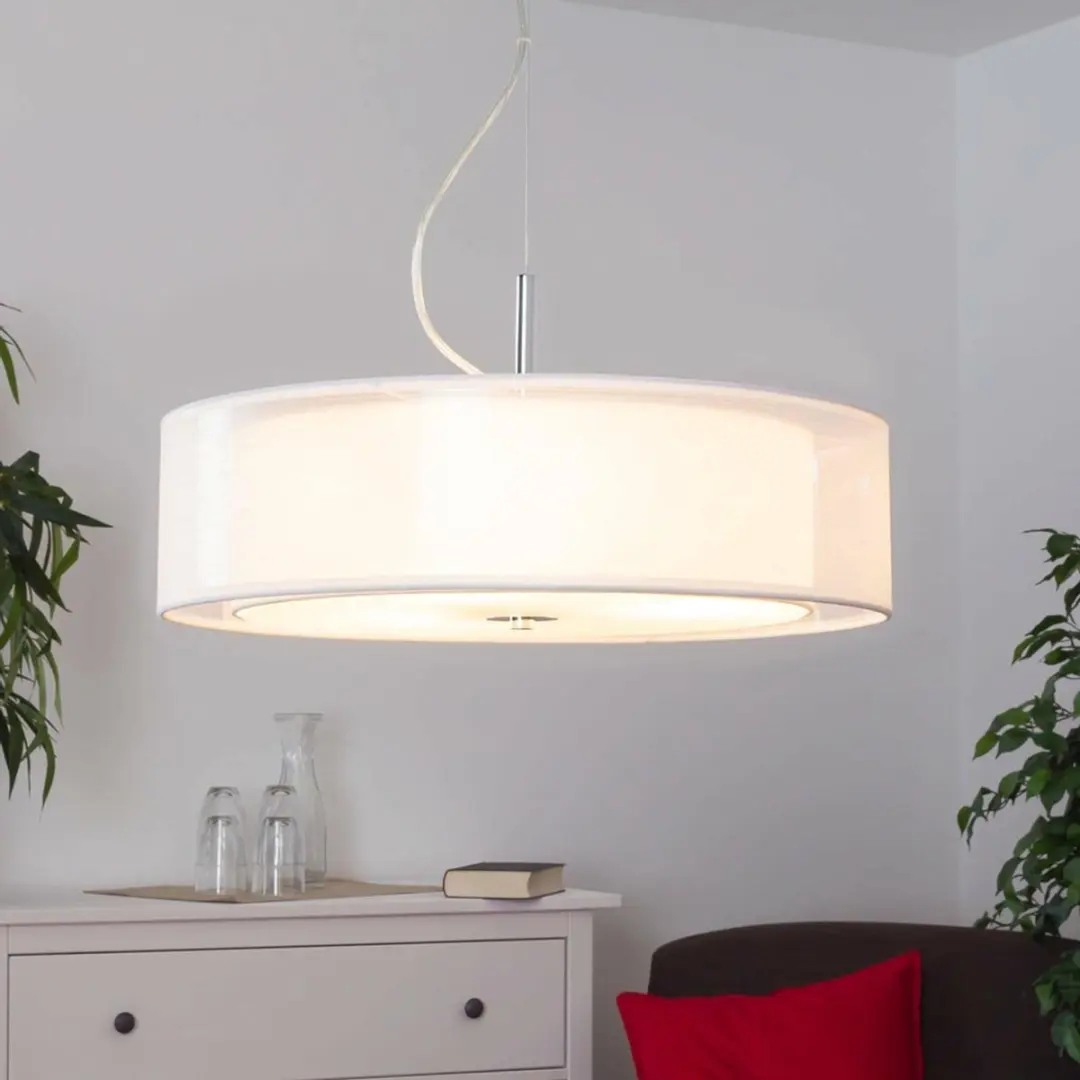 Lindby Hanglamp 3-Lichts Textiel Glas Metaal