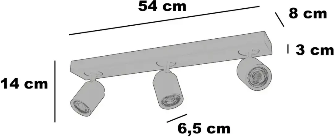 Freelight Spot Razza 3 Lichts L 54cm GU10 - Zwart/Messing