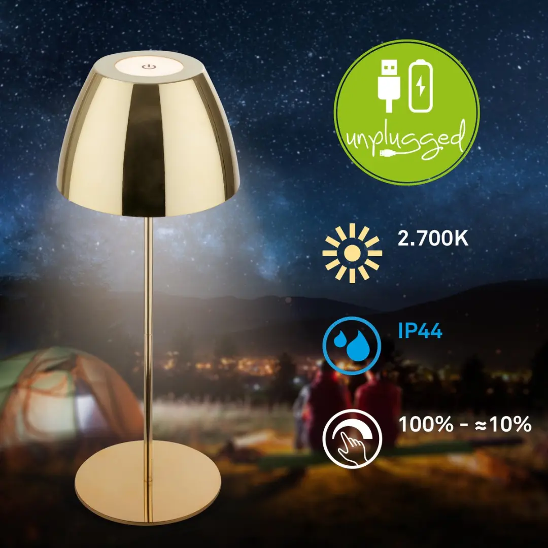 Briloner Serina Snoerloze LED Tafellamp 7522017 - Dimbaar - IP44 - Goud