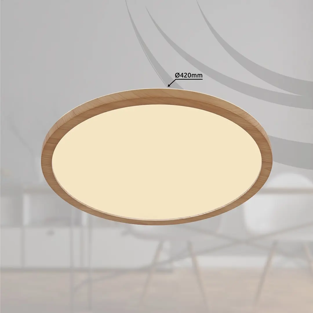 Globo Plafondlamp Houtlook LED 24W 2300lm - IP44 - Bruin