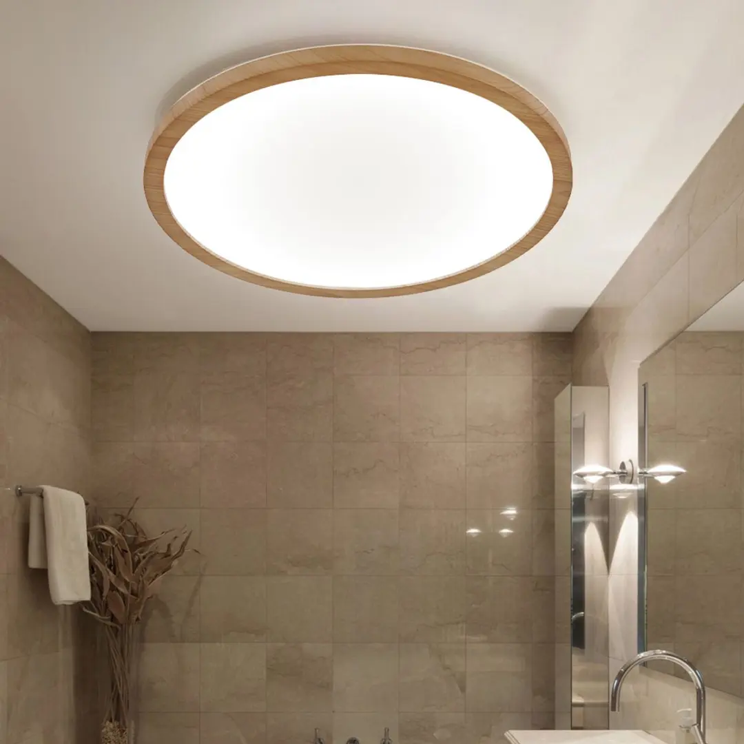 Globo Plafondlamp Houtlook LED 24W 2300lm - IP44 - Bruin