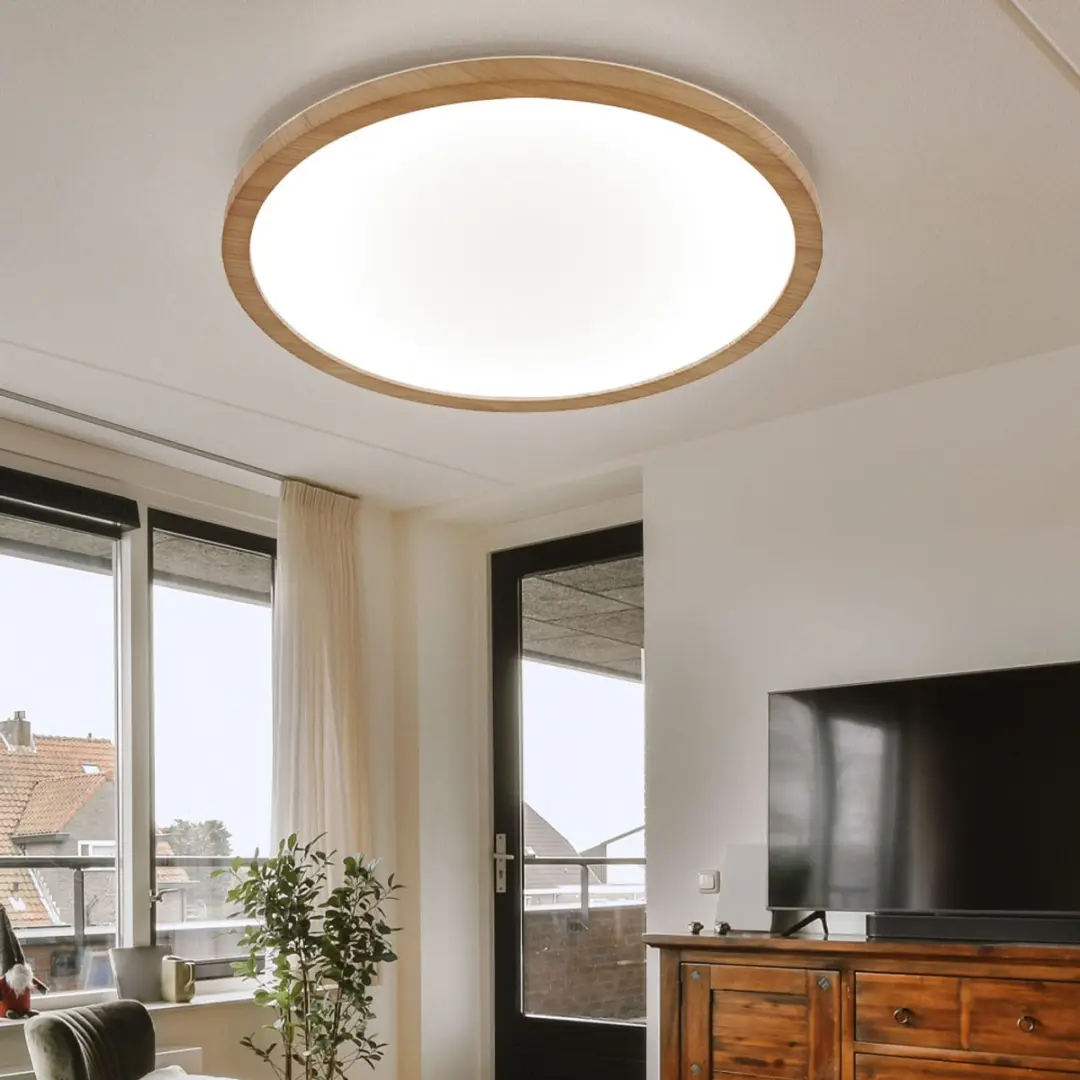 Globo Plafondlamp Houtlook LED 24W 2300lm - IP44 - Bruin - afbeelding 6 van 6