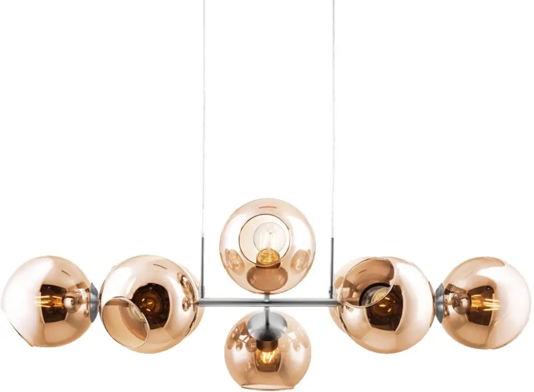 Globo Pilar Hanglamp - 8 Lichtpunten - Amberkleurig Glas