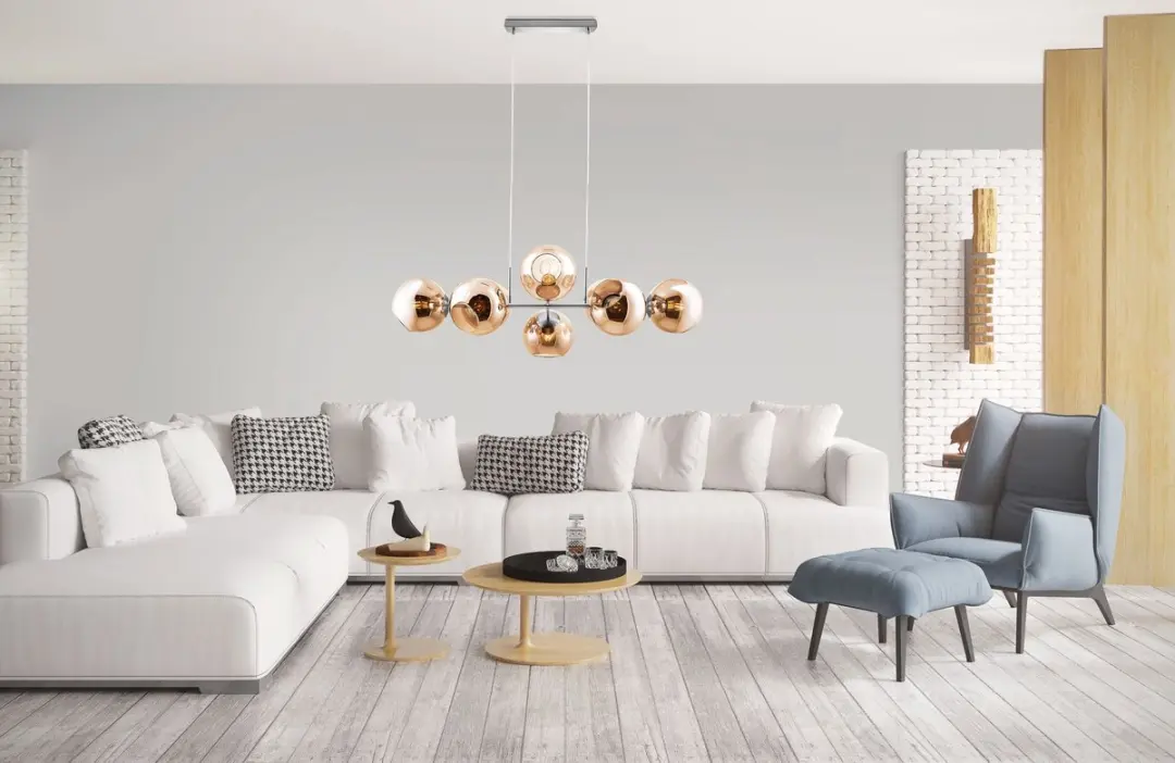 Globo Pilar Hanglamp - 8 Lichtpunten - Amberkleurig Glas