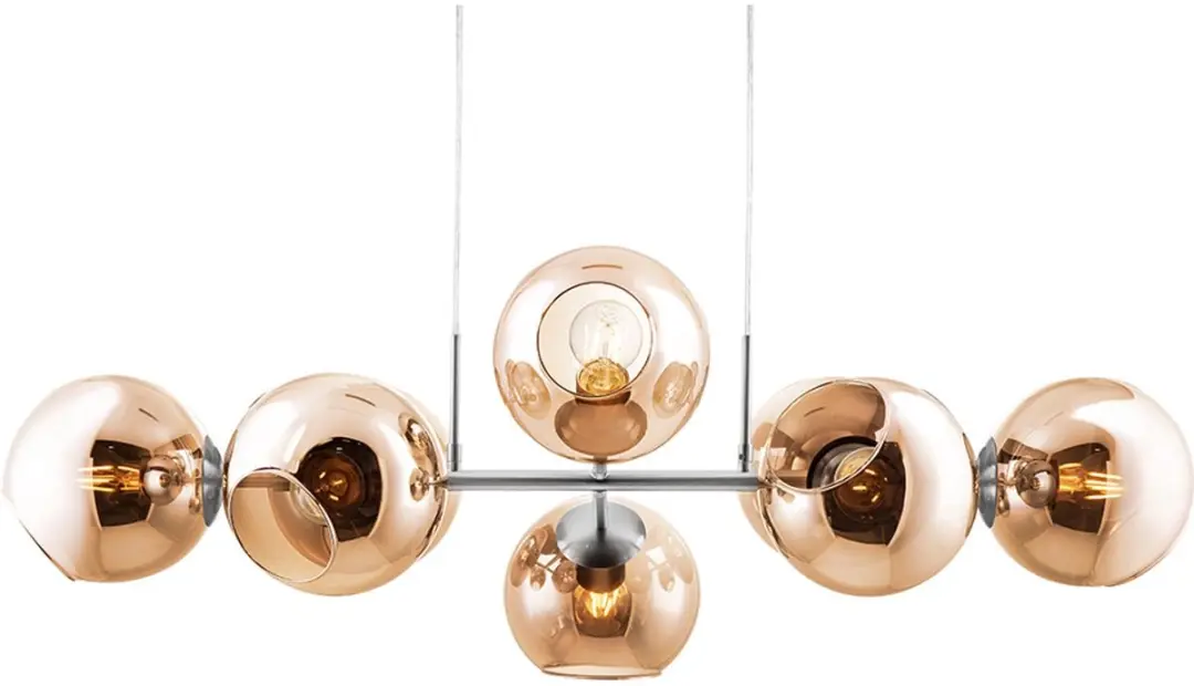 Globo Pilar Hanglamp - 8 Lichtpunten - Amberkleurig Glas