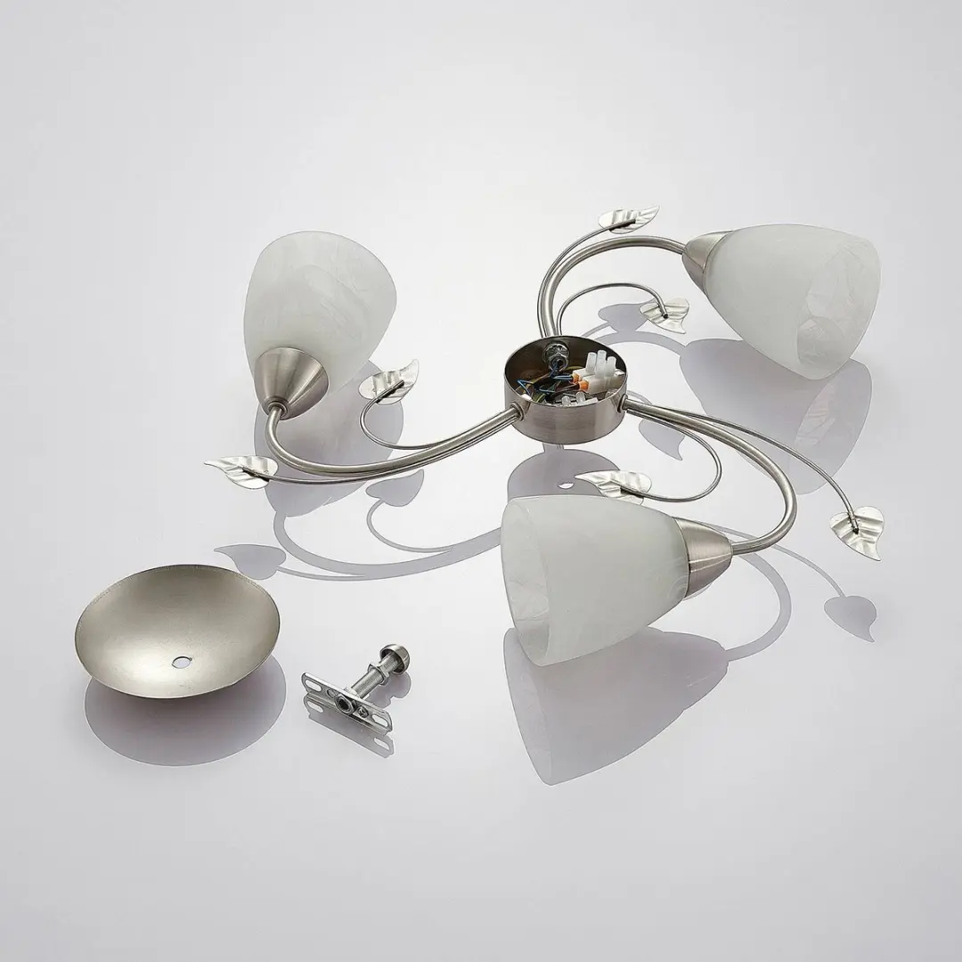 Lindby Plafondlamp 3 Lichtpunten 50cm - Nikkel/Wit