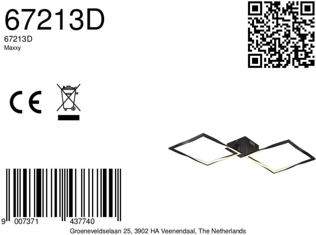 Globo Maxxy Plafondlamp 40cm - Zwart - LED - afbeelding 6 van 6