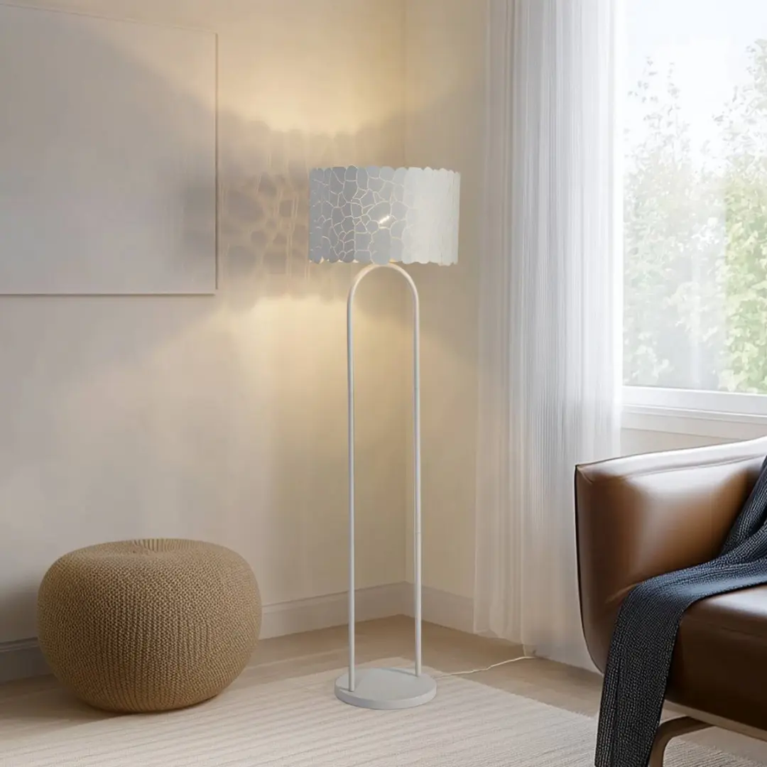 Lindby Vloerlamp Metaal 143.5cm - 1 Lichtpunt - E27 - Wit