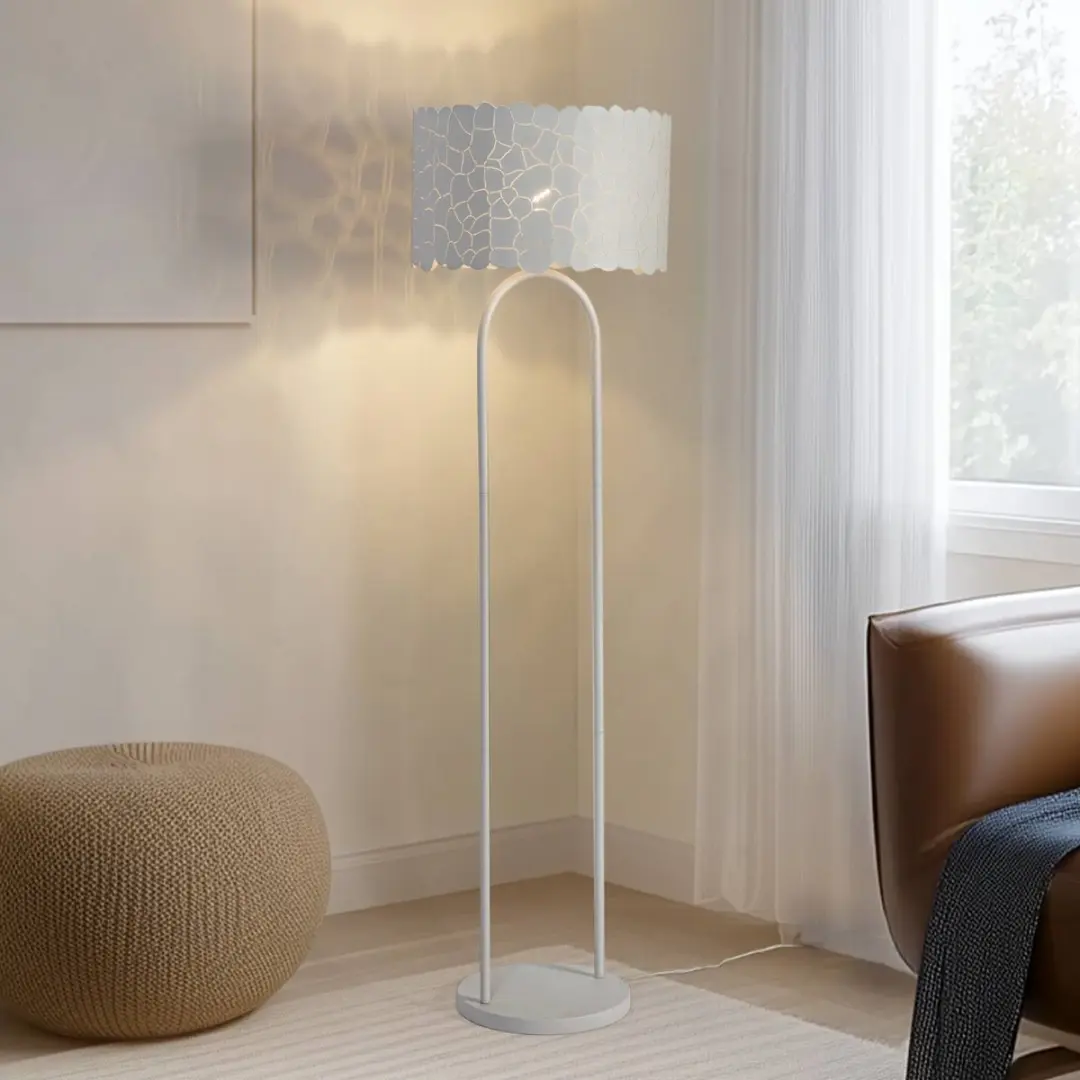 Lindby Vloerlamp Metaal 143.5cm - 1 Lichtpunt - E27 - Wit