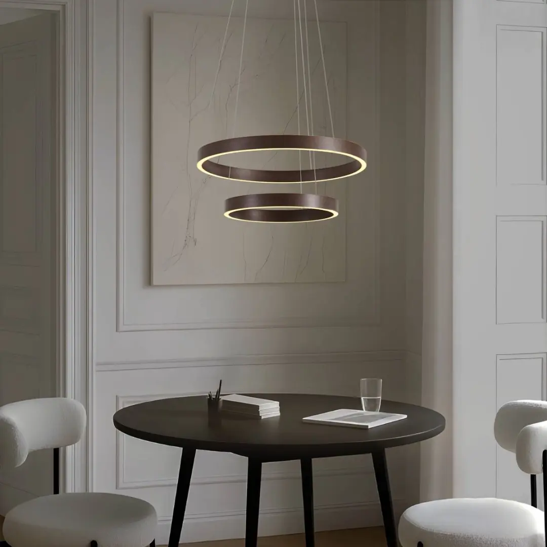 Lucande Hanglamp 2-lichts Metaal CCT - 11000K - Koffiebruin/Wit