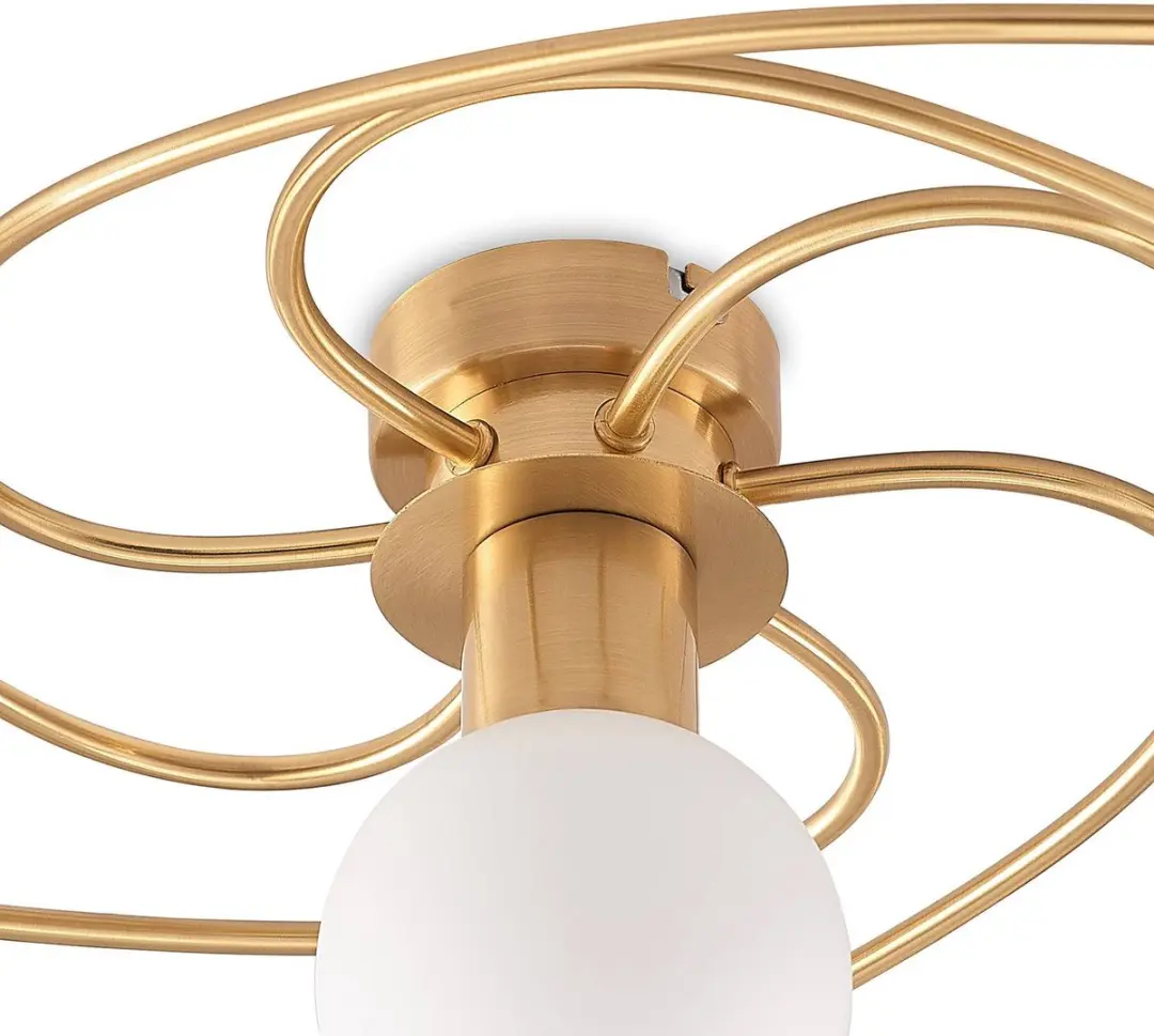 Lindby Plafondlamp 7xE14 66cm - Messing/Wit