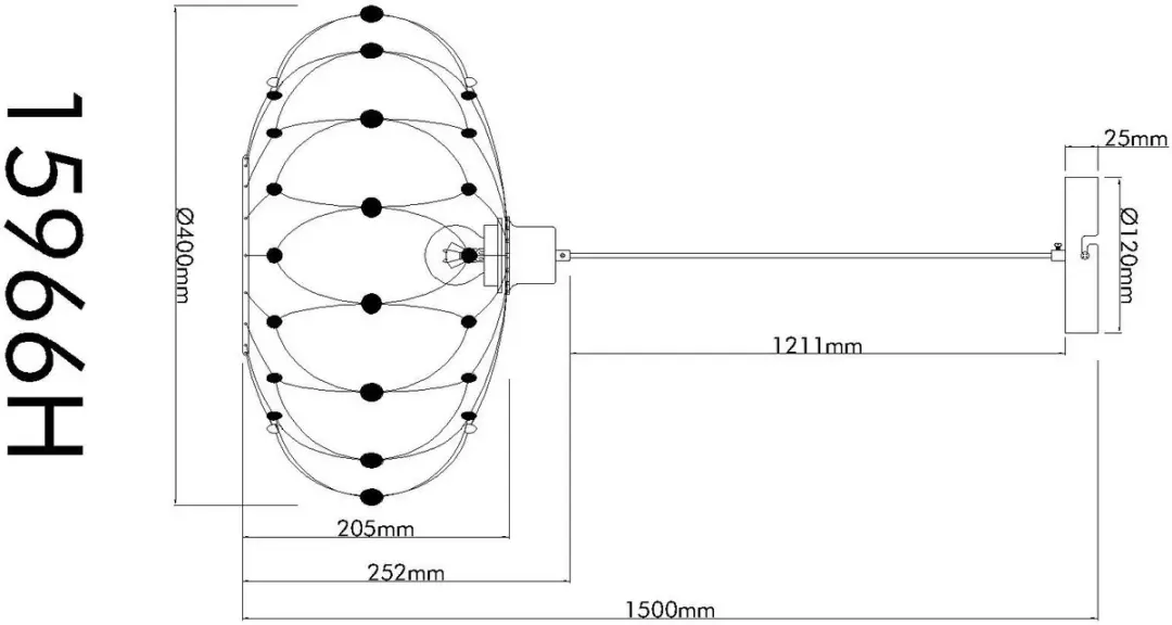 Globo GREYS Hanglamp - Ø40cm - Zwart - afbeelding 6 van 6