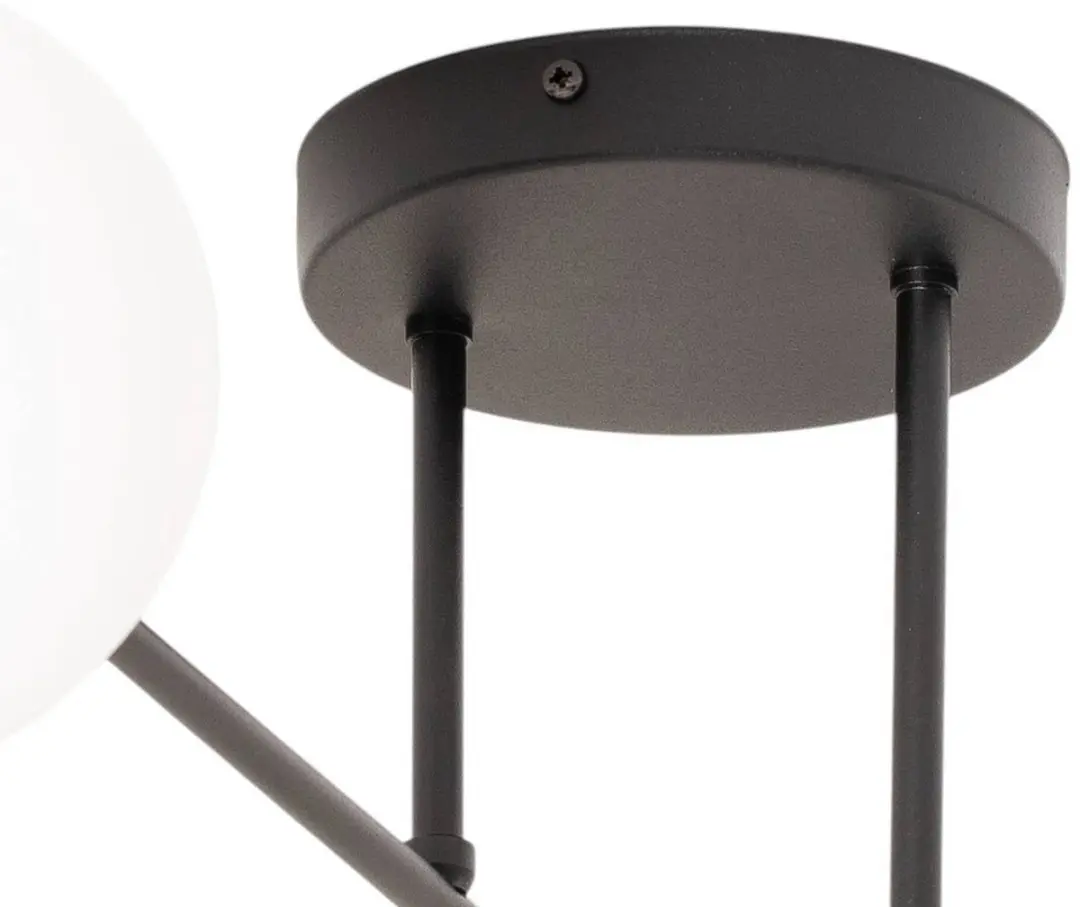 Euluna Plafondlamp 4 Lichtpunten - Staal/Glas - Zwart/Wit Opaal