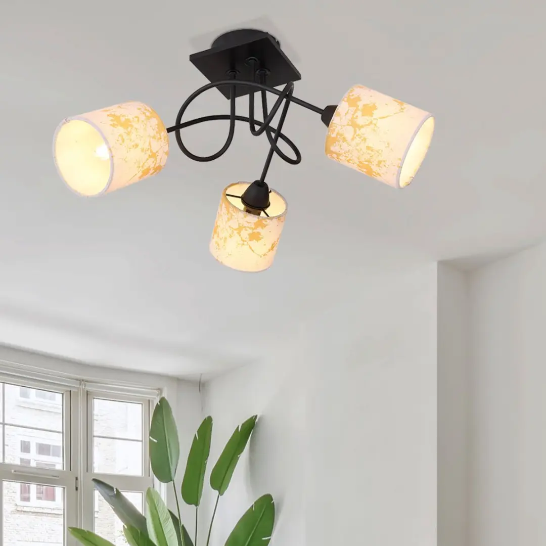 Globo Plafondlamp 3 Vlammen E14 - 27,5 cm - Zwart/Goud