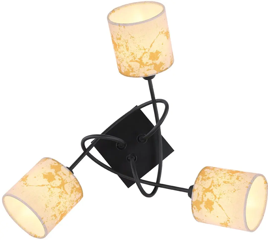 Globo Plafondlamp 3 Vlammen E14 - 27,5 cm - Zwart/Goud