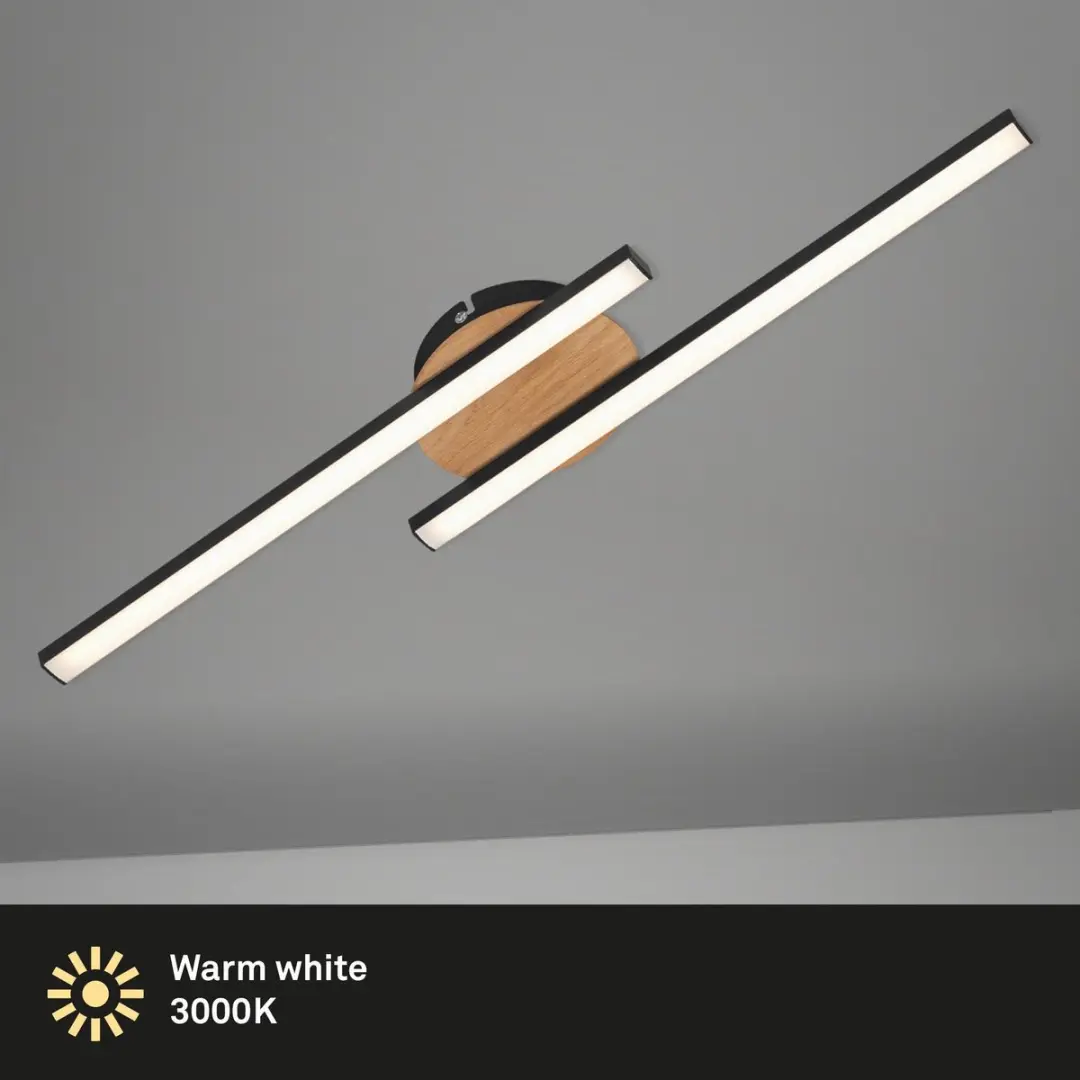 Briloner LED Plafonnière 12W - 960 Lumen - 3000K - Houtzwart