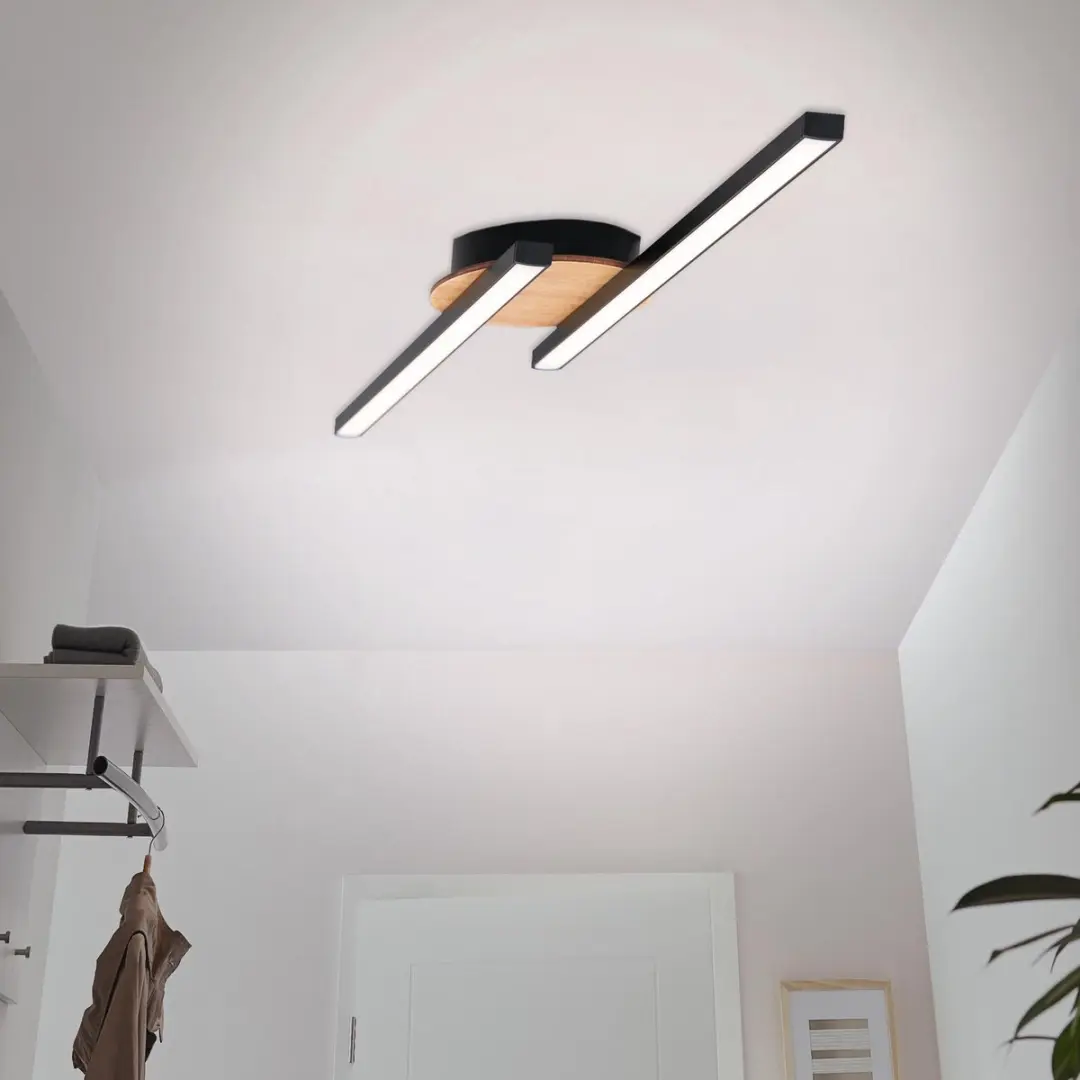 Briloner LED Plafonnière 12W - 960 Lumen - 3000K - Houtzwart