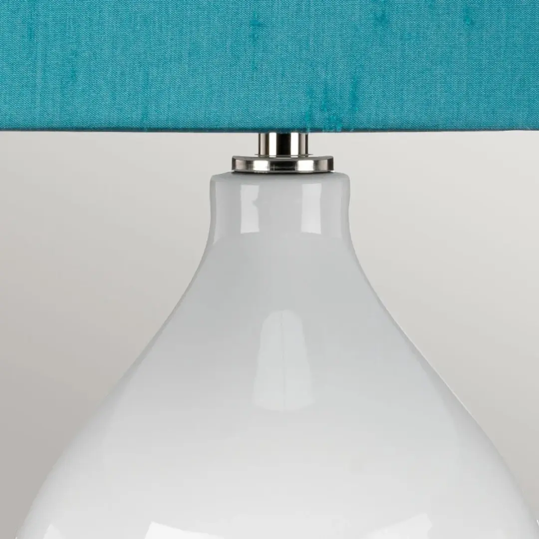 Elstead LED Tafellamp ISLA - 1x E27 60W - Polished Nickel/Wit/Teal