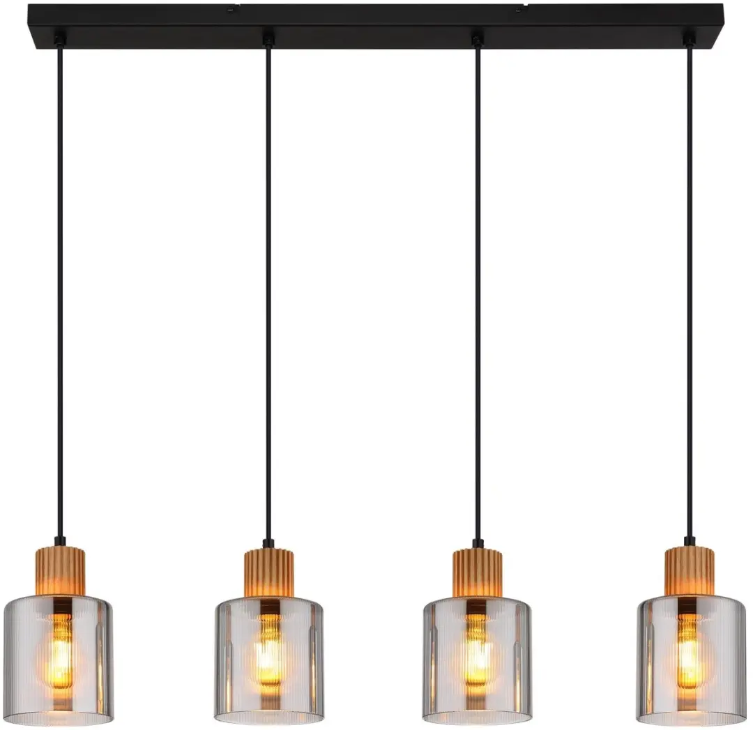 Globo Aleidis Hanglamp - 4x E27 - Zwart - afbeelding 2 van 6