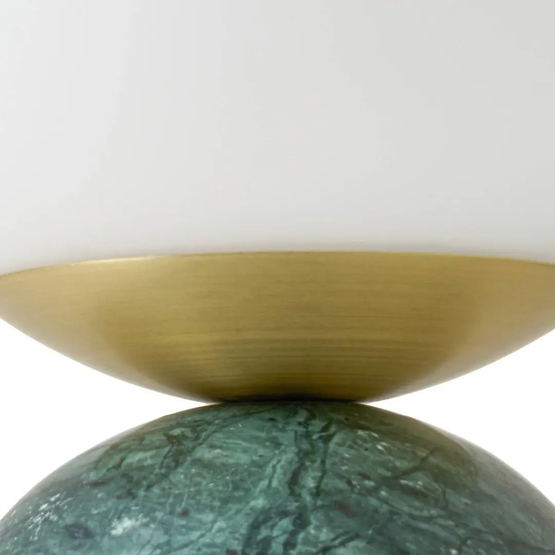 Lindby Tafellamp 1 Licht Marmer Glas - 39,5cm - Groen/Wit