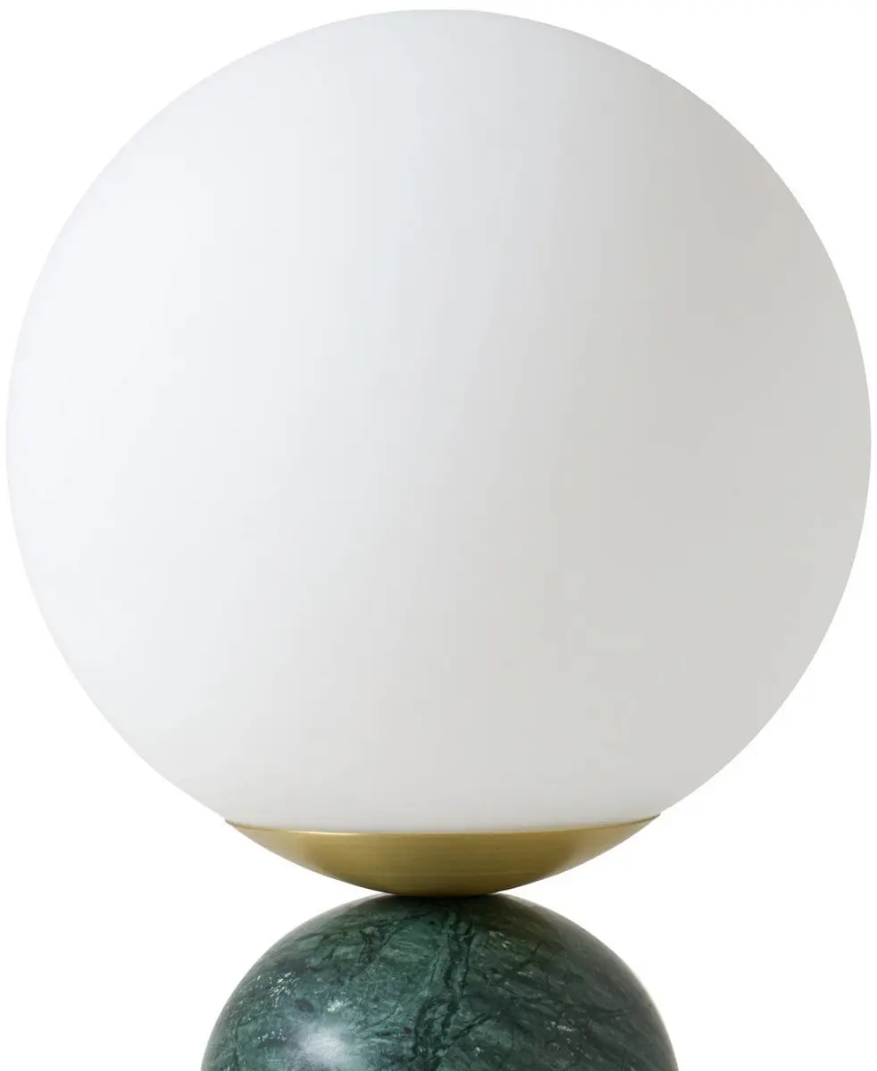 Lindby Tafellamp 1 Licht Marmer Glas - 39,5cm - Groen/Wit