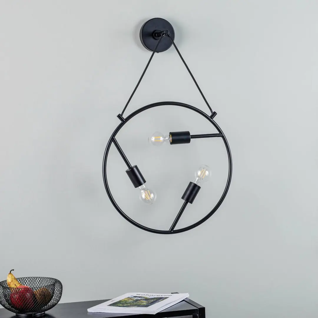 Lucande Wandlamp 3-lichts Staal E27 - 45cm - Zwart