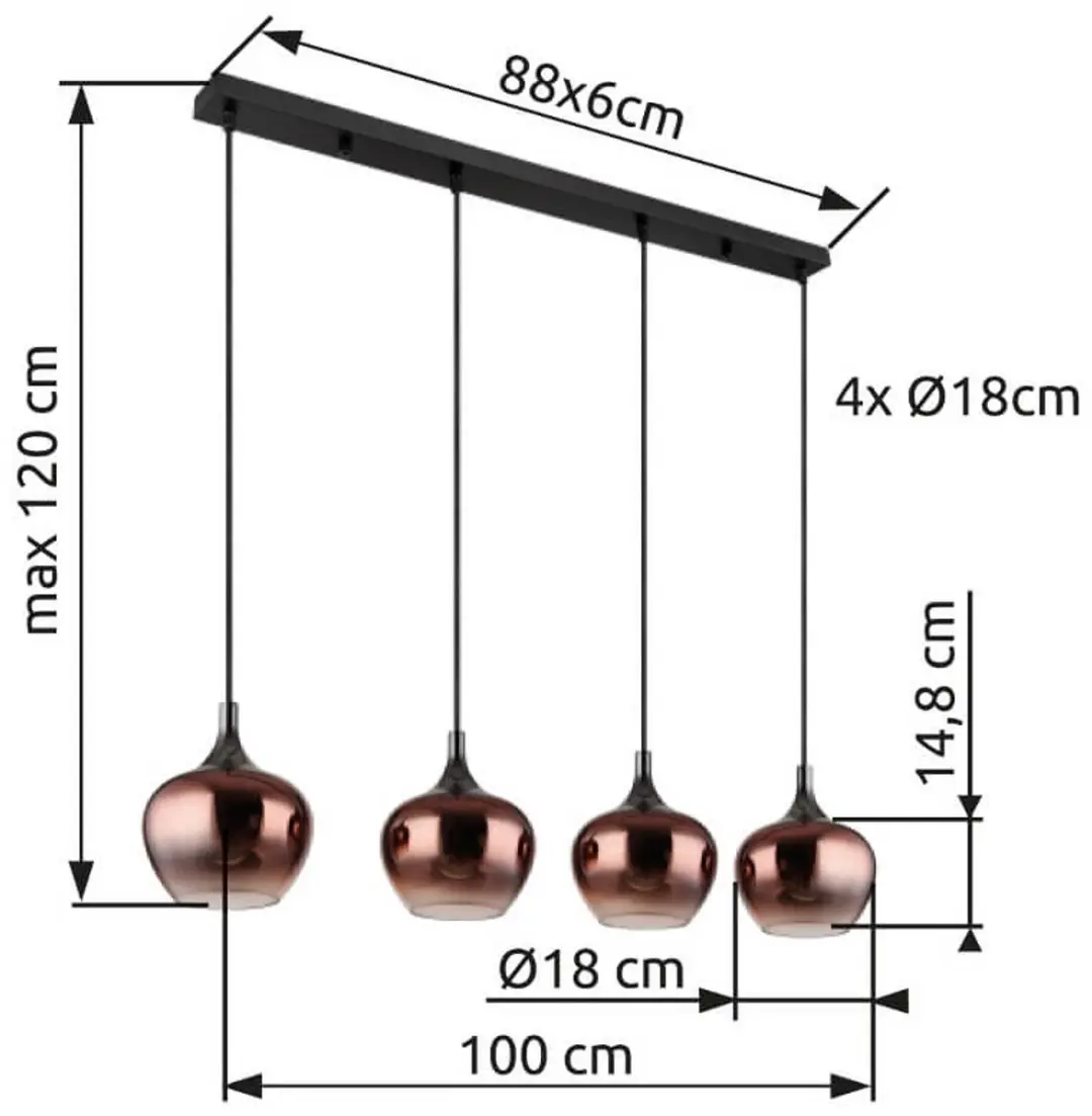 Globo Maxy Hanglamp - 4 Lichtpunten - Rood