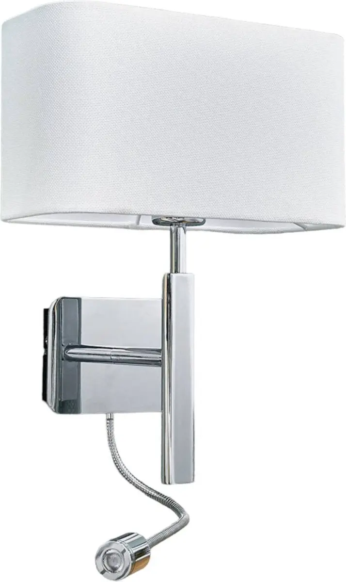Lucande Wandlamp 1 Licht E27 - 63cm - Wit/Chroom