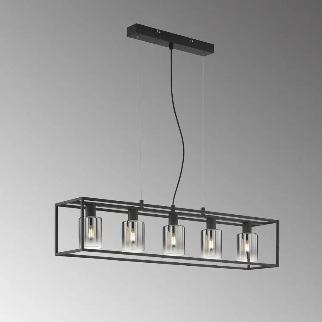 Fischer & Honsel Iska Hanglamp 5x E14 - 95cm - Zwart - afbeelding 2 van 6