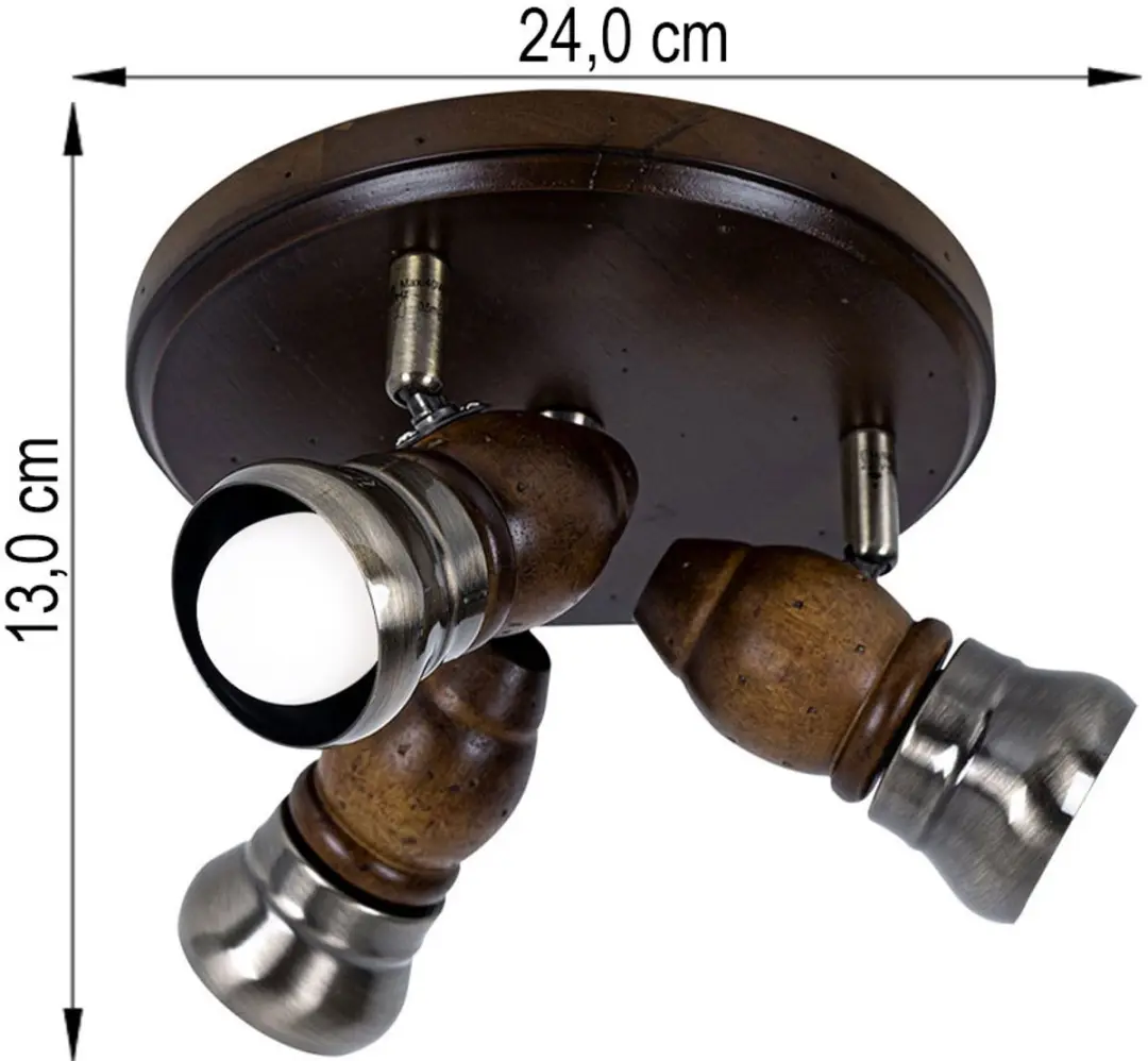 Globo Plafondlamp Rustiek Hout 3x E14 - 24x13cm - 2 Stuks - afbeelding 6 van 6