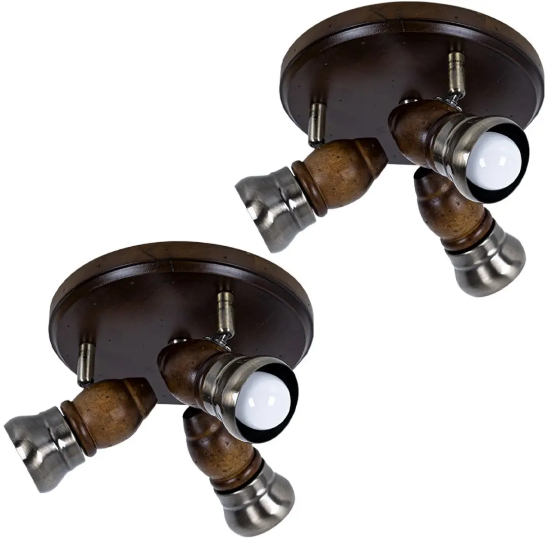 Globo Plafondlamp Rustiek Hout 3x E14