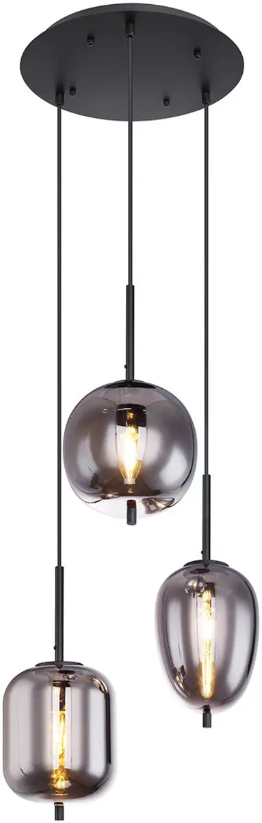 Globo Blacky Hanglamp - 3 Punt - Ø46cm - Zwart - afbeelding 6 van 6