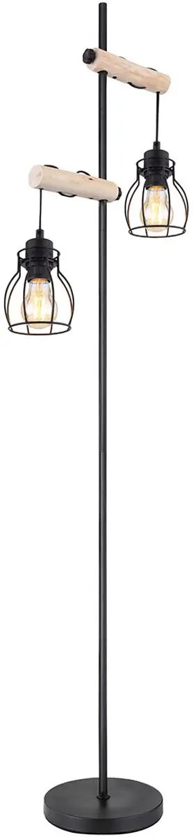 Globo Vloerlamp RIHA Metaal 155cm - 2 Lichtpunten - Matt zwart