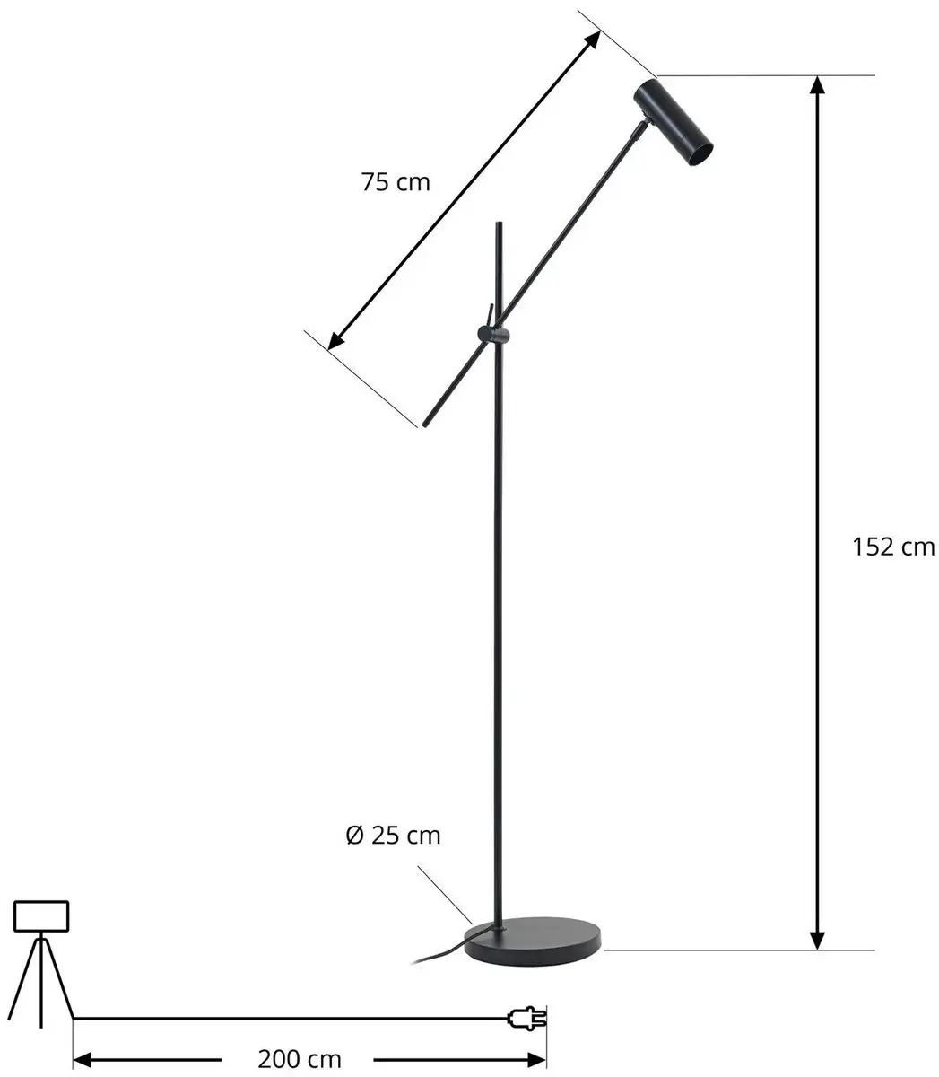 Lindby Vloerlamp 1 Licht GU10 152cm - Zwart