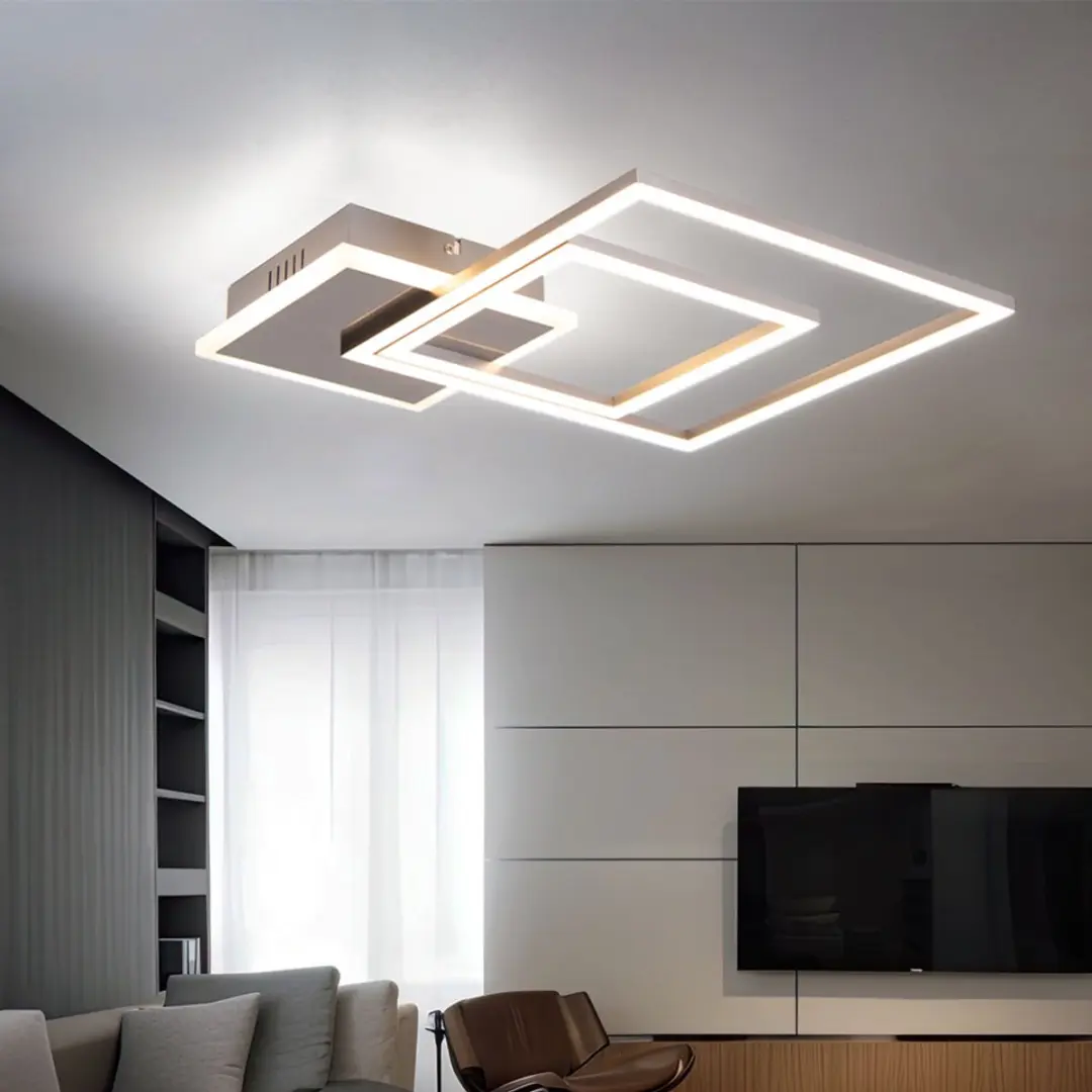 Globo LED Plafondlamp Hoekig 30W 1820Lm Warm Wit - Zilver - afbeelding 2 van 6