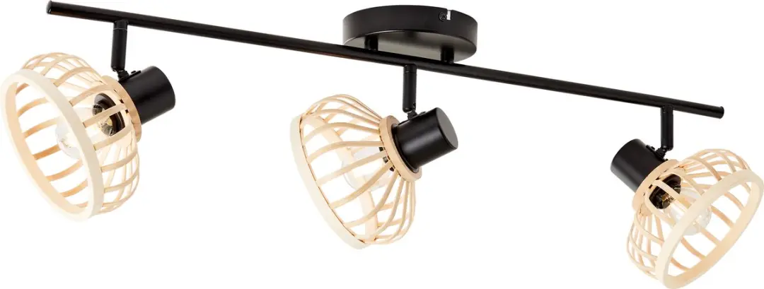 Brilliant Norah 3-lichts Spot - 3x28W E14 - Licht Hout/Zwart - afbeelding 6 van 6
