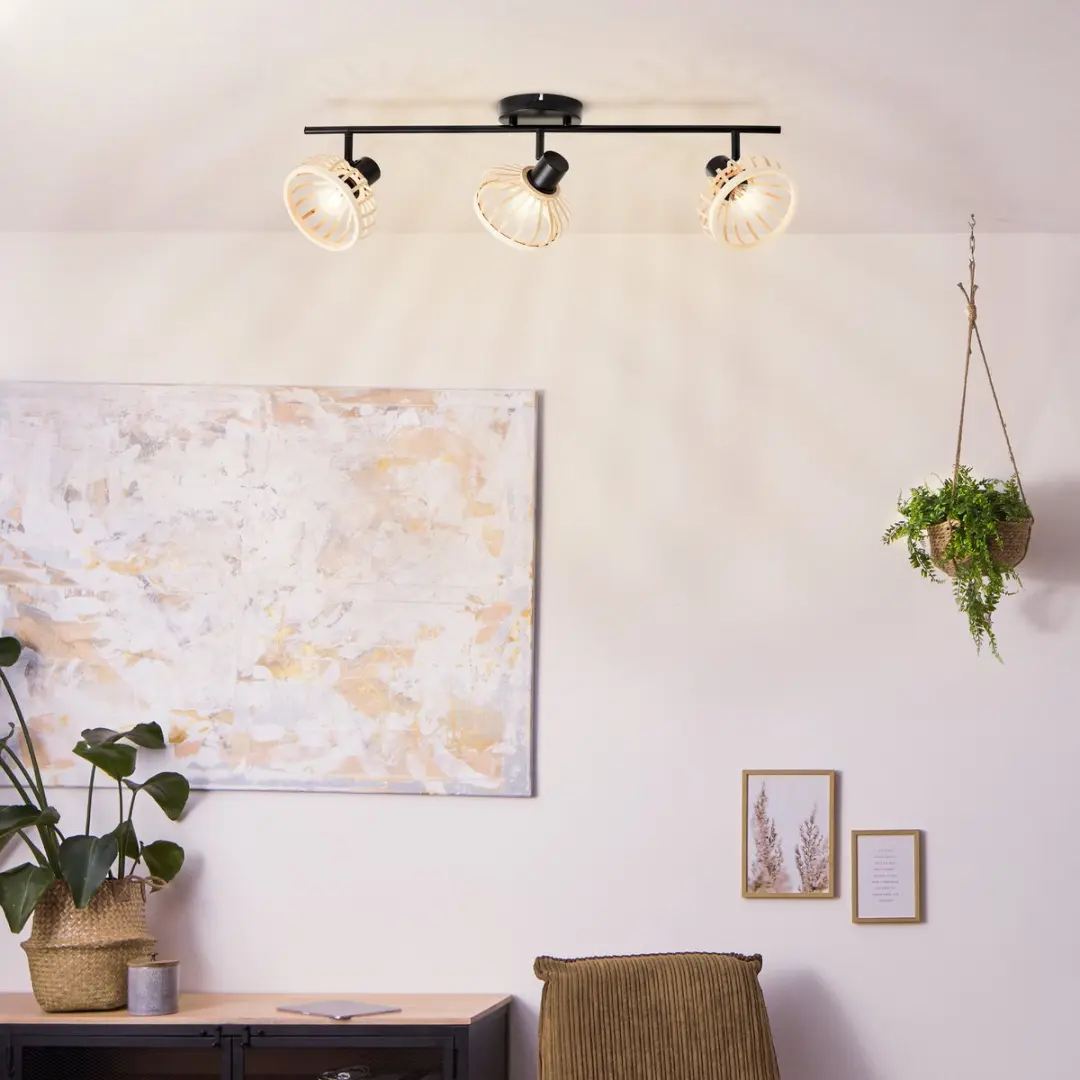 Brilliant Norah 3-lichts Spot - 3x28W E14 - Licht Hout/Zwart