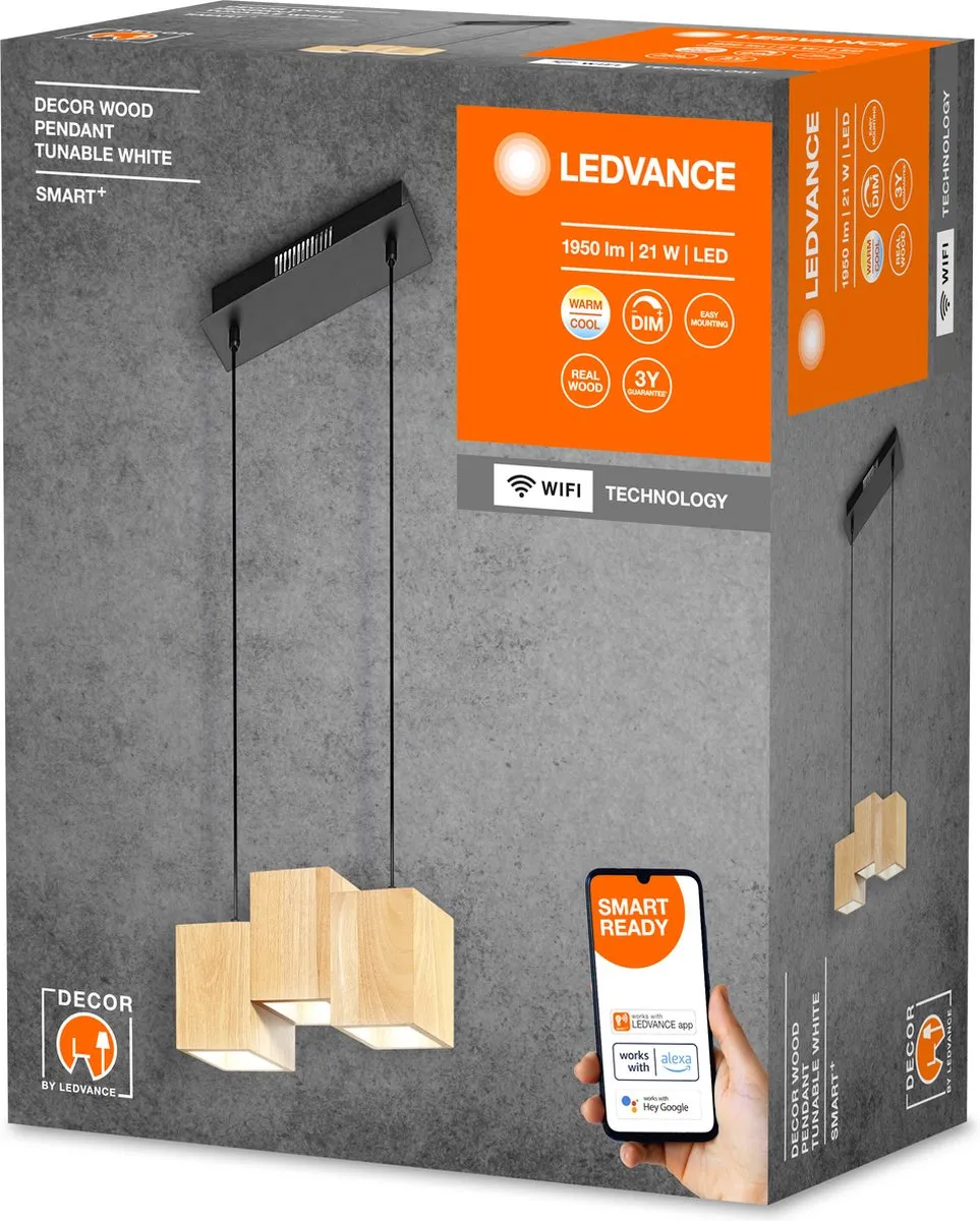 LEDVANCE SMART+ Decor WiFi Hanglamp 21W - Hout - afbeelding 6 van 6