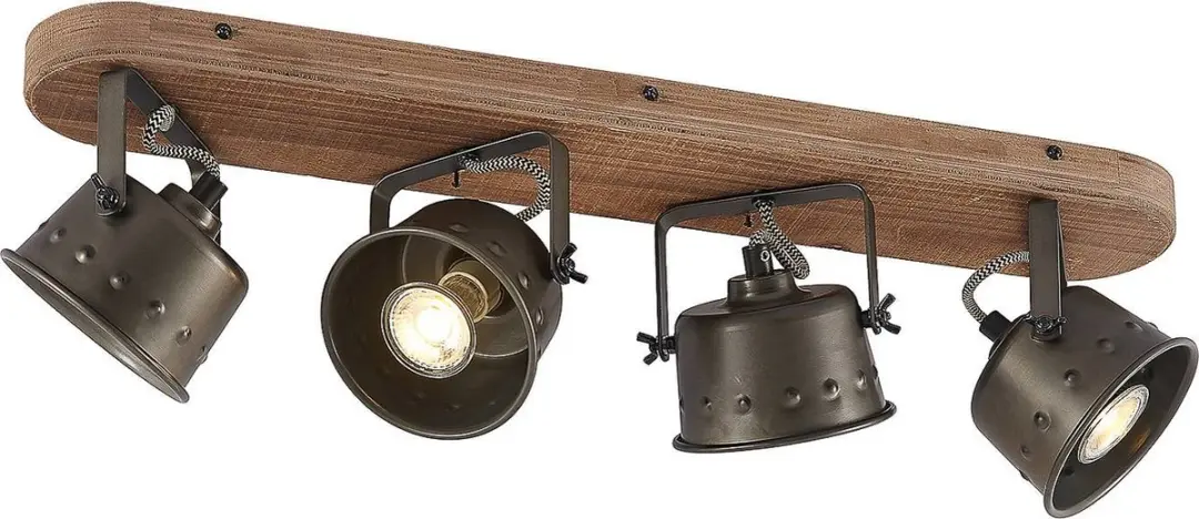 Lindby Buitenspot 4-licht Metaal Hout GU10 - Bruin/Zwart