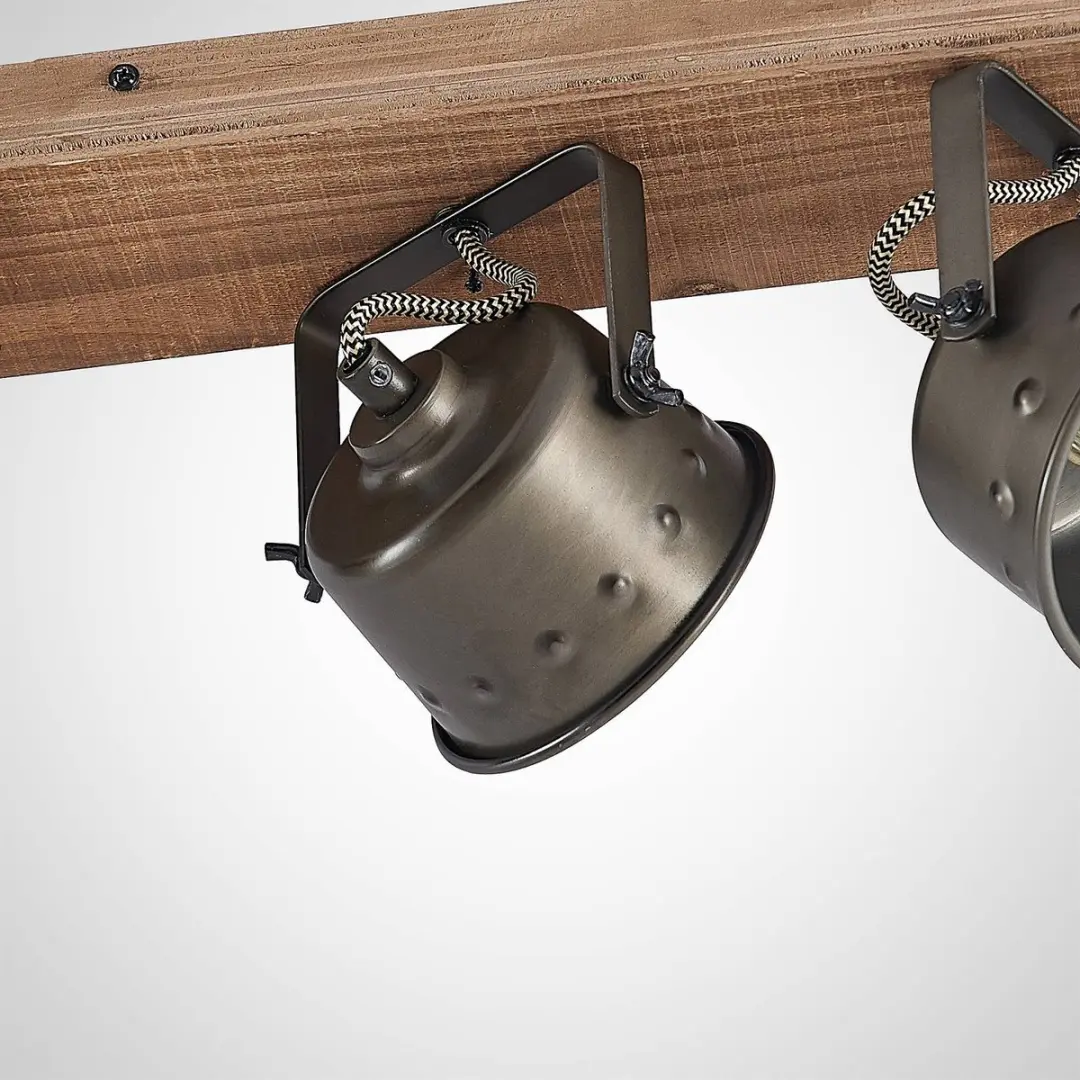 Lindby Buitenspot 4-licht Metaal Hout GU10 - Bruin/Zwart