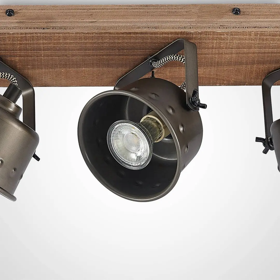 Lindby Buitenspot 4-licht Metaal Hout GU10 - Bruin/Zwart