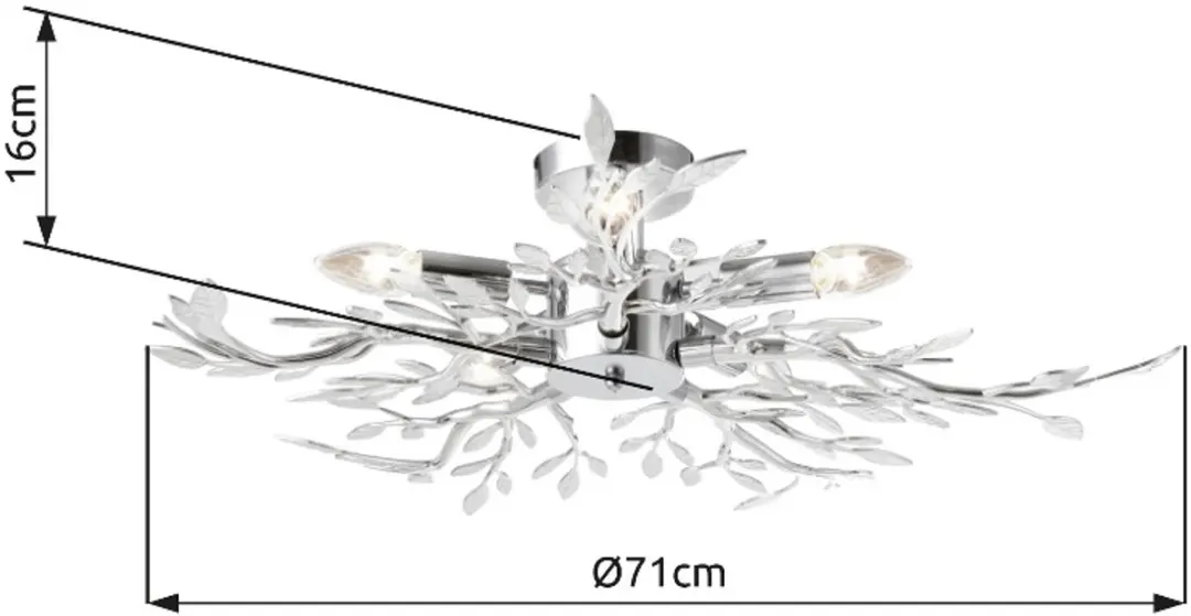 Globo Flash Plafondlamp 5x E14 - Ø71cm - Chroom