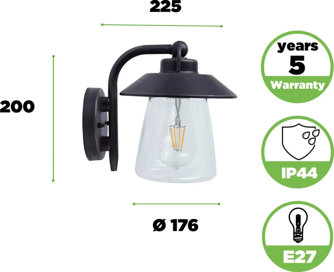 Lutec Cate Wandlamp E27 Mat Roestkleur - IP44